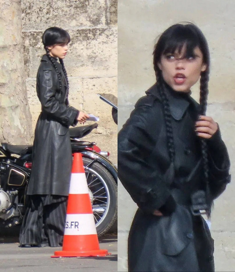 Дженна Ортега на съёмках в Париже