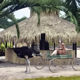 страусиная повозка Лос-Анджелес 1930 страусиная ферма