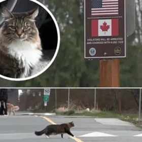 Кот Луи Виттон пересекает границу США и Канады