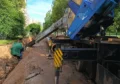 Гродно: место проведения ремонтных работ теплотрассы, где произошло ЧП с автокраном