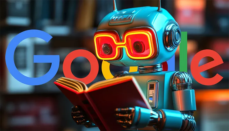 Логотип Google на фоне падающих графиков трафика — иллюстрация к материалу об AI Overviews и обвале посещаемости крупных СМИ